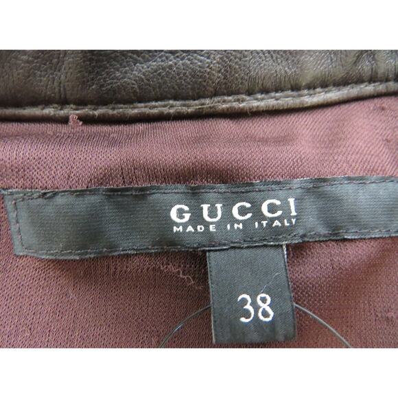 NEW GUCCI WOOL BURGUNDY LEATHER LONG SLEEVES GOLD BUCKLES BELTED DRESS 38 ITALY - Picture 6 of 12